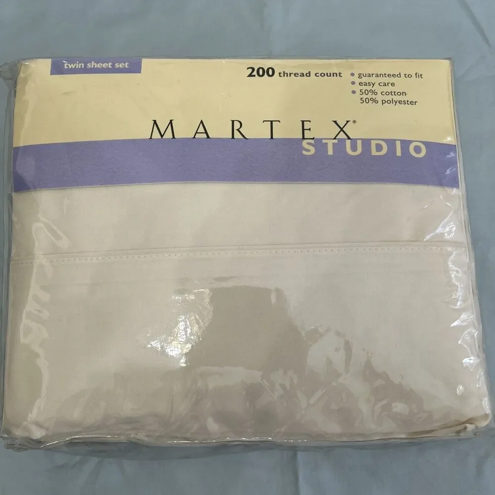 Vintage Twin Martex Studio Sheet Set New Old Stock Made in USA 200 Thread Count